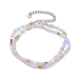 Electroplated Faceted Rondelle Glass & Alloy Wrap Bracelets for Women