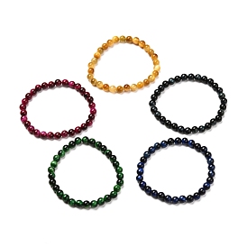 Dyed & Heated Natural Tiger Eye Round Beads Stretch Bracelets