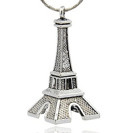 Tibetan Style Alloy Building Pendants, Eiffel Tower, 47x22.5x22.5mm, Hole: 2.5mm