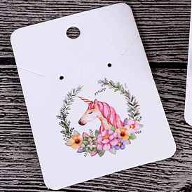 100Pcs Unicorn Print Paper Jewelry Display Cards, for Earrings, Necklaces