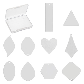 SUNNYCLUE 10Pcs 10 Style 304 Stainless Steel Pendants, Stamping Blank Tag, Mixed Shapes