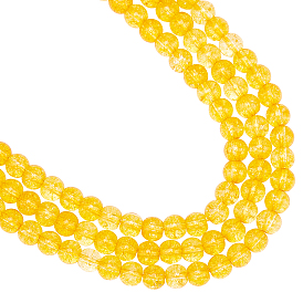 3 Strands Synthetic Citrine Beads Strands, Round, Dyed & Heated