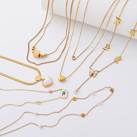 304 de acero inoxidable collares pendientes, dorado