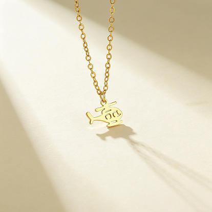304 Stainless Steel Helicopter Pendant Necklaces
