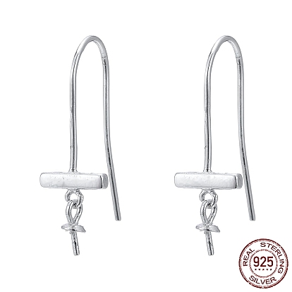925 Sterling Silver Stud Earring Findings, for Half Drilled Beads