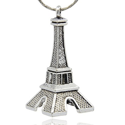 Tibetan Style Alloy Building Pendants, Eiffel Tower, 47x22.5x22.5mm, Hole: 2.5mm
