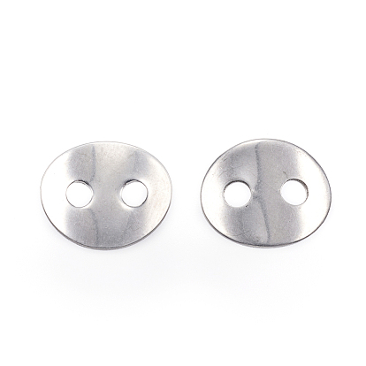 2-Hole 201 Stainless Steel Sewing Buttons, Flat Oval