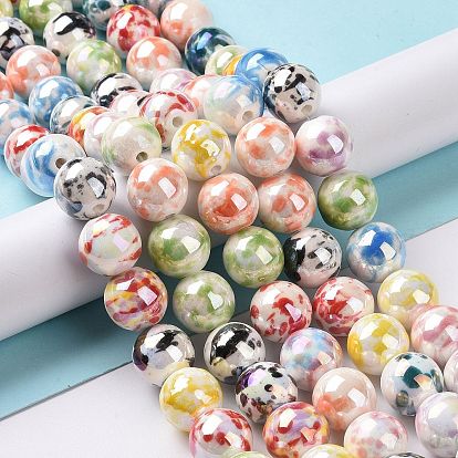Chapelets de perles en porcelaine manuels, nacré, ronde