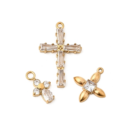 304 микро нержавеющей стали прокладывать Цирконом подвески, крест прелести, ионное покрытие (ip), ручная полировка