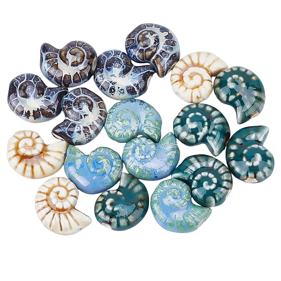 20шт 4 цвета фарфоровые бусины ручной работы, улитка, яркие глазированный фарфор