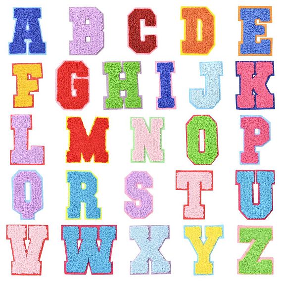 26Pcs Chenier Clothing Patches, LetterA~Z, Non-woven Fabric