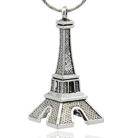 Tibetan Style Alloy Building Pendants, Eiffel Tower, 47x22.5x22.5mm, Hole: 2.5mm