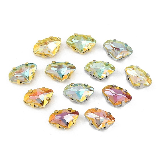 Латунные стеклянные стразы пришивные стразы, алмаз, граненые, разноцветные