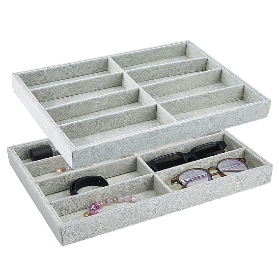 8 Деревянная решетка с бархатной обивкой, многофункциональные подносы для демонстрации ювелирных изделий: сережек, колец, браслетов, ожерелий, солнцезащитных очков., прямоугольные