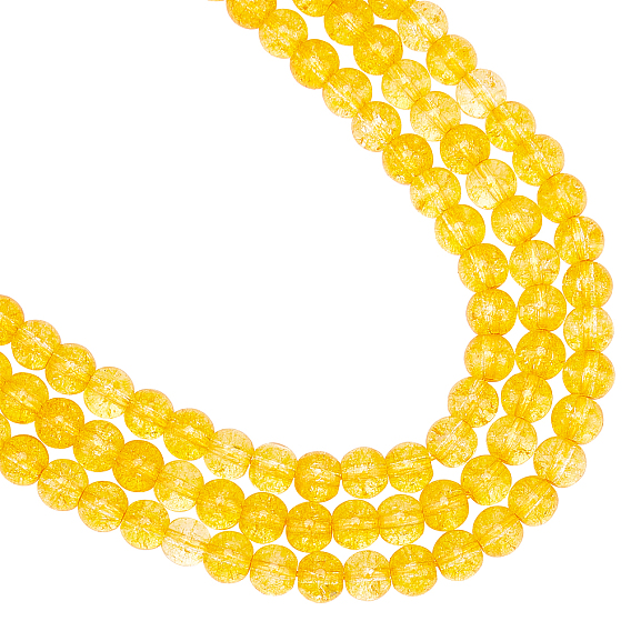 3 Strands Synthetic Citrine Beads Strands, Round, Dyed & Heated