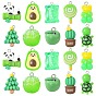 30 шт 10 стили подвески из непрозрачной смолы, прелести зеленой темы, черепаха и панда и конфеты и кактус, разнообразные, с платиновыми тоновыми железными петлями