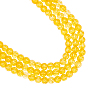 3 Strands Synthetic Citrine Beads Strands, Round, Dyed & Heated