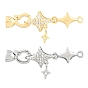 Brass Micro Pave Clear Cubic Zirconia Fold Oval Clasp, Star