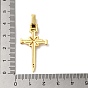 Rack Plating Brass Micro Pave Clear Cubic Zirconia Pendants, Long-Lasting Plated, Cadmium Free & Lead Free, Cross Charms