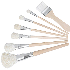 7Pcs Wool Painting Pen Brush Set, with Wood Handle