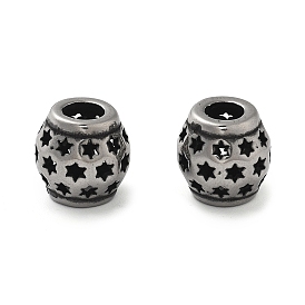 304 из нержавеющей стали европейские шарики, бусины с большим отверстием, ионное покрытие (ip), рондель с полой звездой