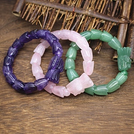 Natural Gemstone Beads Stretch Bracelets for Men, Dragon