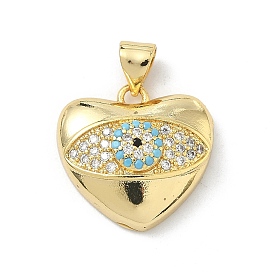 Латунные микро проложить кубического циркония подвески, сердце с оберегами от сглаза, долговечный, стойки покрытие, без свинца и без кадмия