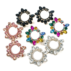 Flower Alloy Rhinestone Stud Earrings for Women