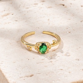 Кольца-манжеты для женщин с открытыми пальцами из латуни с микропаве из кубического циркония, долговечный, овальные