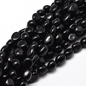 Brins de perles de pépites d'obsidienne naturelles teintes
