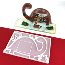 DIY Dinosaur Photo Frame & Grass Decoration Silicone Molds, Resin Casting Molds, for UV Resin & Epoxy Resin Craft Making