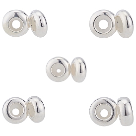 10 pcs 5 styles 925 perles en argent sterling, avec du gel de silice, plat rond