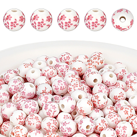 200шт. фарфоровые бусины ручной работы с принтом, круглые