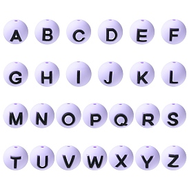 1 набор 26шт. фиолетовые круглые с буквами силиконовые бусины, фокусные бусы