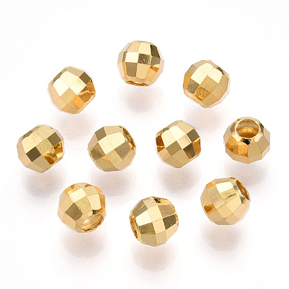 925 Sterling Silver Beads, Faceted Round, Nickel Free
