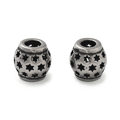 304 из нержавеющей стали европейские шарики, бусины с большим отверстием, ионное покрытие (ip), рондель с полой звездой