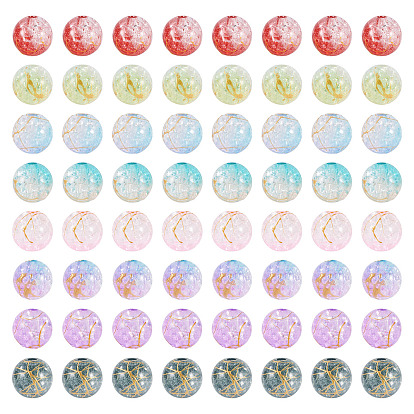 200 шт 8 цвета прозрачные хрустящие акриловые бусины, волочильных стиле, круглые, два тона