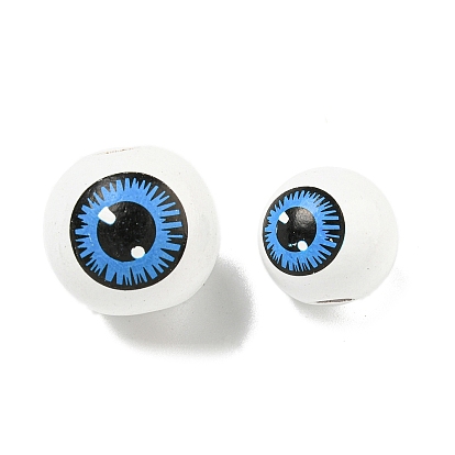 Printed Wood European Beads, Eyeball Round Beads