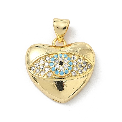 Латунные микро проложить кубического циркония подвески, сердце с оберегами от сглаза, долговечный, стойки покрытие, без свинца и без кадмия