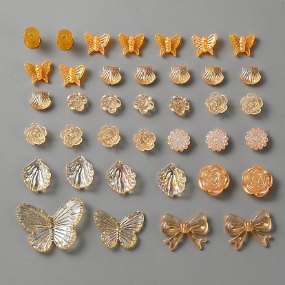 Cabochons de résine transparente, papillon et coquille et bowknot, formes mixtes