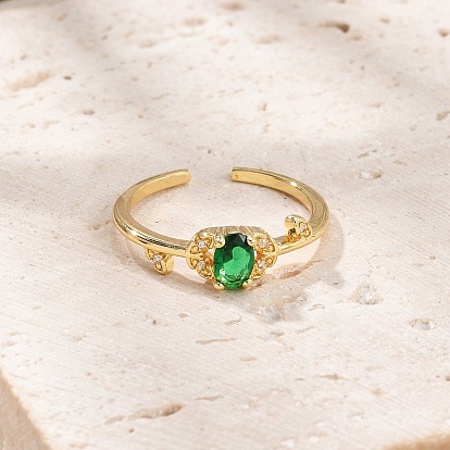 Кольца-манжеты для женщин с открытыми пальцами из латуни с микропаве из кубического циркония, долговечный, овальные