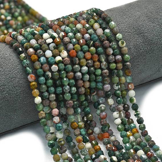 Океан Природный яшмы бисер нитей, энергетическая призматическая огранка с двойными концами бусины, граненые двухконусные