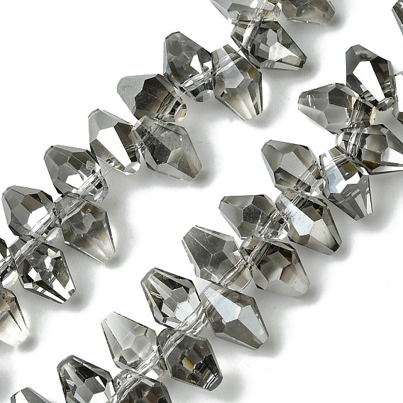 Прозрачные стеклянные бусины гальваническим пряди, гальваническое покрытие, граненые, двухконусные