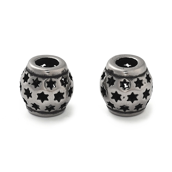 304 из нержавеющей стали европейские шарики, бусины с большим отверстием, ионное покрытие (ip), рондель с полой звездой