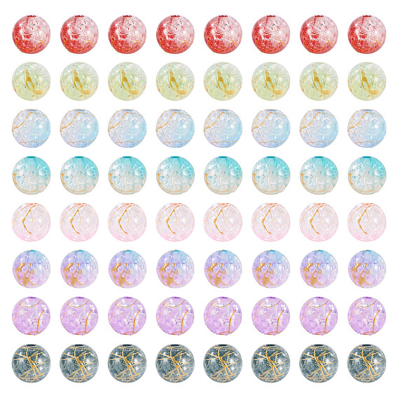 200 шт 8 цвета прозрачные хрустящие акриловые бусины, волочильных стиле, круглые, два тона