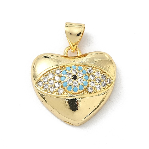 Латунные микро проложить кубического циркония подвески, сердце с оберегами от сглаза, долговечный, стойки покрытие, без свинца и без кадмия