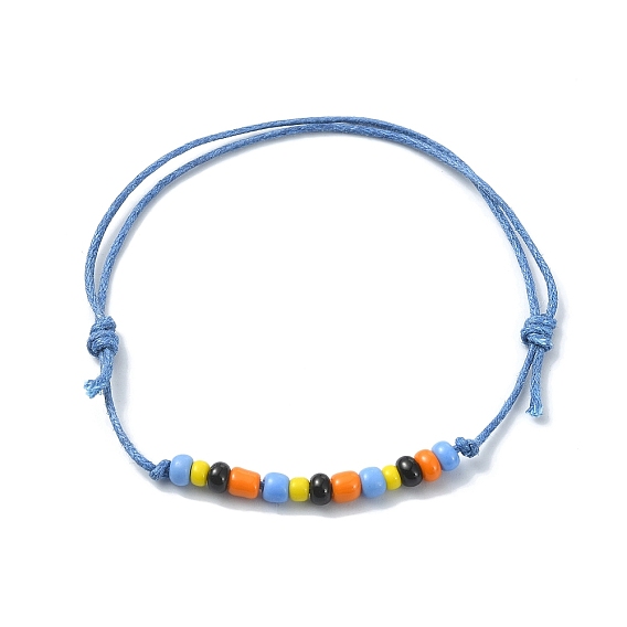 Glass Seed Braided Bead Braclet, Waxed Cotton Adjustable Bracelets