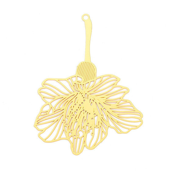 Латунные филигранные большие подвески, цветок, гравированные металлические украшения