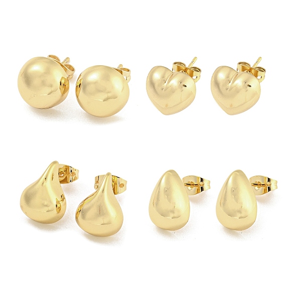 Латунь уха шпильки, реальный 18 k позолоченный