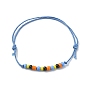 Glass Seed Braided Bead Braclet, Waxed Cotton Adjustable Bracelets